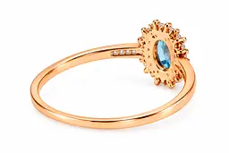 Жіноча каблучка Jewellery Continent з блакитним топазом із червоного золота 14.5 (К-0873) - мініатюра 4