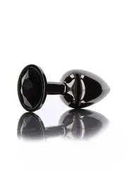 Анальна металева пробка M із чорним каменем Butt Plug With Diamond Jewel Taboom