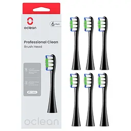 Насадка для зубної електрощітки Oclean P1C5 B06 Professional Clean Brush Head Black (6 шт) (6970810553864)