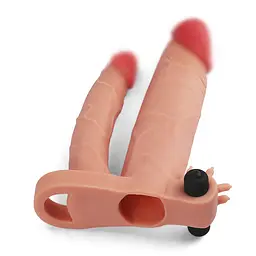 Насадка на член - Pleasure X-Tender Vibrating Double Penis Sleeve Flesh Add 1 Love Toy 66-LV314100 91732 - мініатюра 3