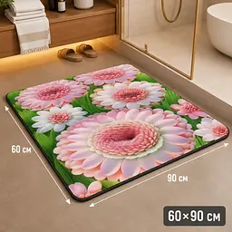 Килимок у ванну 60×90 см — вологопоглинаюче покриття з матеріалу першого покоління, абсорбуючий антиковзкий KT9000363 - мініатюра 10