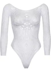 Боді Leg Avenue Snap crotch thong back teddy White M/L - мініатюра 3