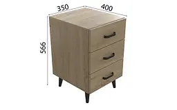 Тумба Віва 3 на конусних ніжках Ferrum-decor 56,5x35x40 Чорний метал ДСП Дуб Сонома 16 мм (FRD-106820) - мініатюра 4