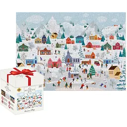 Пазли тришарові Interdruk у квадратній коробці Christmas Village 1000 елементів (376282) - мініатюра 3