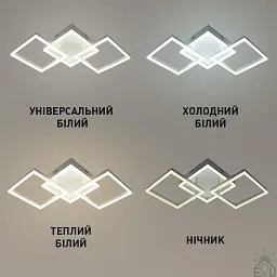 Смарт люстра керована світлодіодна SQUARE 3S 90 Вт 887x420x135 мм Бiла ESLLSE - мініатюра 5