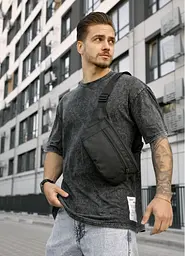 Чоловіча сумка на пояс бананка Sambag Tirso Max чорний тканевий 38 × 17 × 6 см (80341065m)