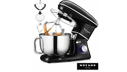 Кухонний комбайн Mozano професійний тістоміс Kitchen Machine 2300 Вт чаша 6,2 л Black Кулінарна книга в подарунок - мініатюра 5