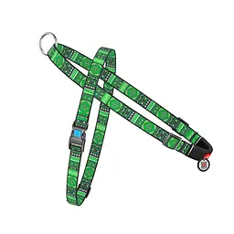 Шлея для собак швидкознімна Waudog Nylon з QR паспортом, малюнок Етно зелений, пластиковий фастекс, S, Ш 15 мм, А 40-55 см, 45-60 см