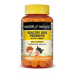 Пробіотики і пребіотики Mason Natural Healthy Kids Probiotic With Fiber Chewables, 60 жувальних таблеток