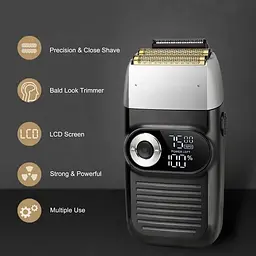 Електробритва DSP-60088 чоловіча акумуляторна сіткова для сухого бриття з висувним триммером та LED дисплеєм 1400 mAh 5 Вт Чорний - мініатюра 3