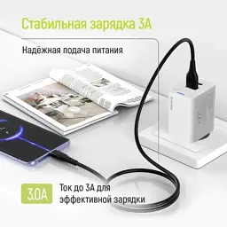 Дата кабель USB 2.0 AM to Micro 5P 1.0m 3A textured PVC black ColorWay (CW-CBUM094-BK) - мініатюра 6