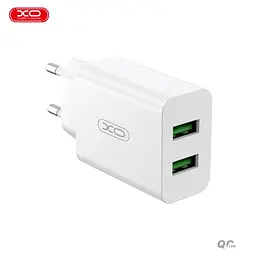 Мережевий зарядний пристрій XO L119 (EU) dual USB-A QC18W fast charging charger with TYPE-C cable Білий - мініатюра 5