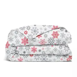 Дитяча постільна білизна фланель Cosas SNOWFLAKES CS6 110х140см (Flannel_SnowflakesGrayRedWhite_38Shadow_140) - мініатюра 3