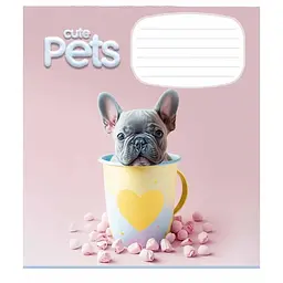 Зошит учнівський "Cute pets" 012-3253K-5 в клітинку, 12 аркушів