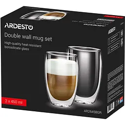Набір чашок Ardesto з подвійними стінками 450 мл 2 шт. (AR2645BGR) - мініатюра 2