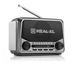 Радиоприемник портативный REAL-EL X525 Grey с фонариком - мініатюра 1