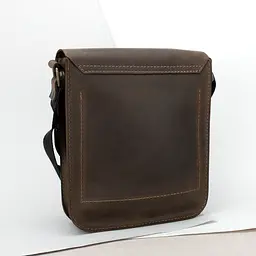 Сумка чоловіча шкіряна Handycover S417 коричнева матова з клапаном - мініатюра 3