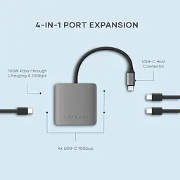 USB-C хаб Satechi 4-в-1 з USB 3.2 10Gbps та зарядкою PD 100W - мініатюра 2