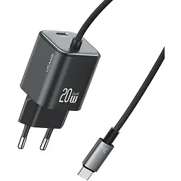 МЗП Usams US-CC261 GaN JC Ser. 20W (2USB-C) + кабель Type-C to Type-C Black