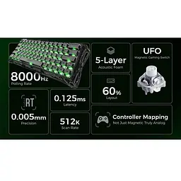 Клавіатура GravaStar Mercury V60 60 keys UFO Magnetic Gaming 8K USB-A RGB Onyx Crystal (GSV60_XTAL_NBK) - мініатюра 6