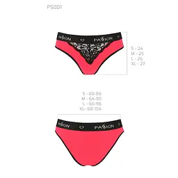 Трусики з широкою резинкою і мереживом Passion PS001 PANTIES XL, red-black - мініатюра 5
