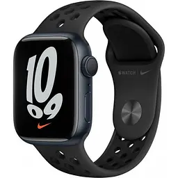 Смарт-годинник Apple Watch Nike Series 7 GPS 41mm Midnight Aluminum Case w. Anthracite/Black Nike Sport Band (MKN43)