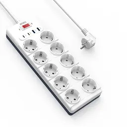 Сітковий підовжувач WIWU 14 in 1 20W GaN Power Strip 2C+2A+10AC Wi-S008 EU (2 m) Білий - мініатюра 3