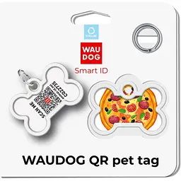 Адресник для собак і котів Waudog Smart ID з QR паспортом Піца 4х2.8 см - мініатюра 5