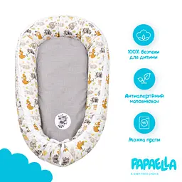 Кокон-позиціонер для новонароджених Papaella Обіймашки 88 x 60 x 12 см сірий (8-31558) - мініатюра 2