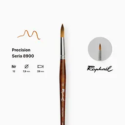 Пензель синтетика кругла Raphael Precision, №12, для акрилу та олії, довга ручка - мініатюра 2