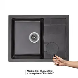 Кухонна мийка Lidz 650x500/200 BLM-14 (LIDZBLM14650500200), Чорний - мініатюра 3