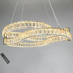 Сучасна підвісна LED-люстра з кришталем Diasha D8920/600x400CH, 86W, хром, 58×40 см