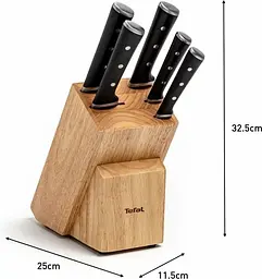Tefal Набір ножів Ice Force, 5 пр., з дерев'яною колодкою, нержавіюча сталь, плаcтик, чорний - мініатюра 6