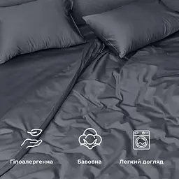 Комплект постільної білизни Ideia Сатин євро 200х220 см (8-36088_т/сірий) - мініатюра 6