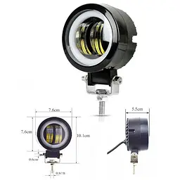 Світлодіодна додаткова LED фара / Далеке світло / Лінза з ДХО D-100мм / 10-30V / 20W / 7000K / 1 шт. - мініатюра 2