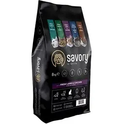 Сухий корм Savory для стерилізованих котів зі свіжим ягням і куркою 8 кг