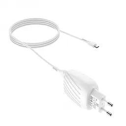 Зарядне мережеве HOCO C78A Highway 2USB 2.4A Micro USB Білий - мініатюра 5