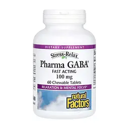 Вітамінно-мінеральний комплекс Natural Factors GABA (Гамма-аміномасляна кислота), 100 мг, Stress Relax, Pharma GABA, 6 (NFS-02835)