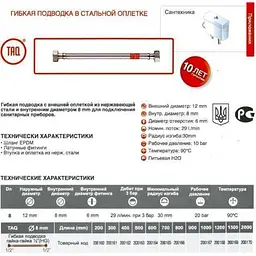 Шланг водяний Tucai 1/2″x1/2″ ВВ 1,5м TAQ HG-1212-1500 200169 - мініатюра 4