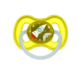 Пустушка Canpol babies Space латексна кругла 6-18 місяців жовта (23/222_yel_new)