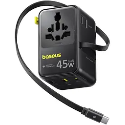 Мережевий універсальний перехідник AG11 45W with retractable cable (2USB-A/1C/1Socket) (E0307F) Baseus teh0029669
