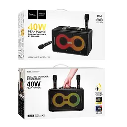 Bluetooth колонка Hoco HA8 Ave outdoor + два мікрофона Black - мініатюра 5