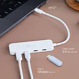 USB-Хаб j5create JCH345EW-N USB-C на 4 USB-С, Білий (JCH345EW-N) - мініатюра 8