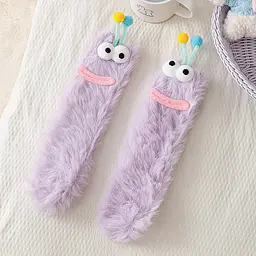 Шкарпетки дитячі зимові у вигляді бузкової гусениці One Size 4239