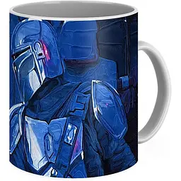 Кухоль GeekLand Зоряні війни Мандалорець Мандалорець Star Wars The Mandalorian синій фон TM.04.25 330 мл білий - мініатюра 3