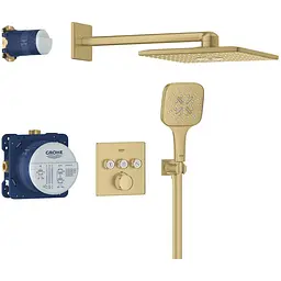 Душова система прихованого монтажу Grohe Grohtherm Smartcontrol з Rainshower SmartActive 310 Cube 34864GN0, Золотий