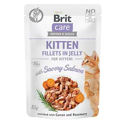 Вологий корм Brit Care Cat Pouch для кошенят, в желе, пікантний лосось 85 г (арт.100537) - мініатюра 1