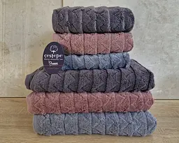Набір турецьких махрових рушників Cestepe MicroCotton Premium 3 штуки 50x90 + 3 штуки 70х140 Ucgen 2 щільність 600 г/м2 - мініатюра 6