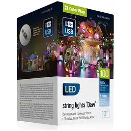 Гірлянда ColorWay Роса LED 100 10 м 8 функцій різнокольорова USB (CW-G-100L10NUMC)