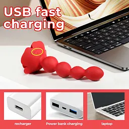 Анальна червона вібро пробка Rose rotating anal beads Boss Series 56-2025 103420 - мініатюра 9